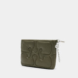 Quilted clutch bag - Ganni - Synthetic - Green