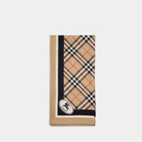 Medium Check Scarf - Burberry - Silk - Beige