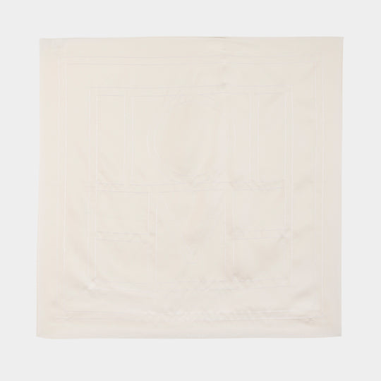 Embroidered Monogram Scarf - TOTEME - Silk - Beige