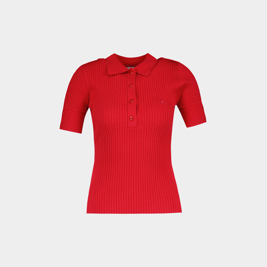 Ss Polo Sweater - Courreges - Cotton - Red