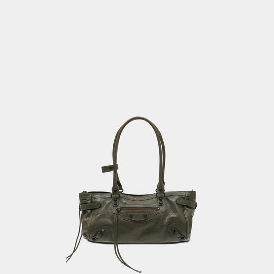 Le City East West Shoulder Bag - Balenciaga - Leather - Khaki