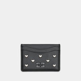 Bou Hearts Studs Card Holder - Ganni - Synthetic - Black