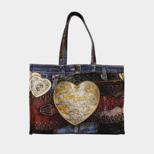 Cowboy Heart Buckle Shopper Bag - Acne Studios - Cotton - Blue