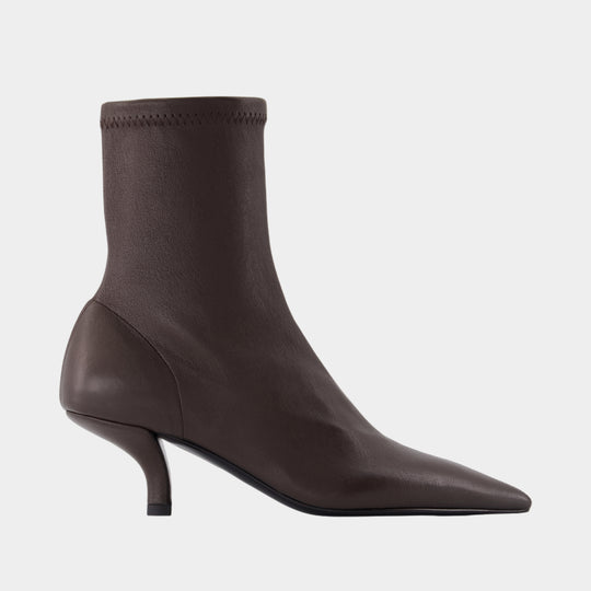 Sock Ankle Boots - TOTEME - Leather - Brown