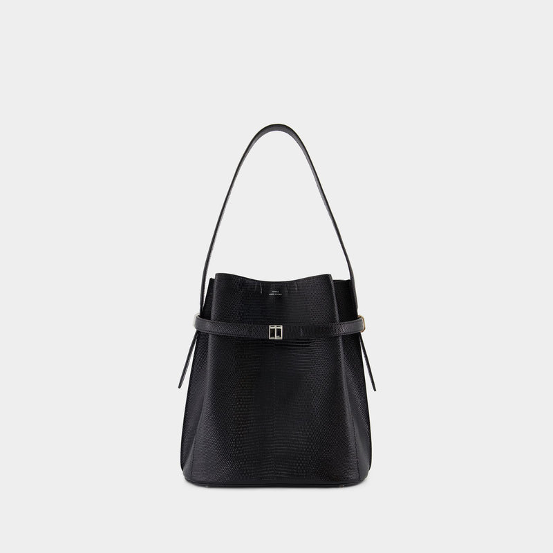 Belted Lizard Bucket Bag - TOTEME - Leather - Black