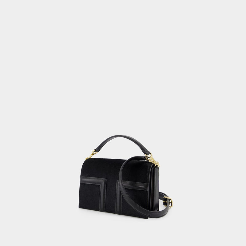 Mini T-Flap Pony Hair Bag - TOTEME - Leather - Black