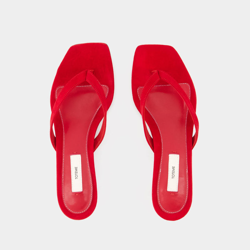 Heeled Flip Flops 红色皮制凉鞋