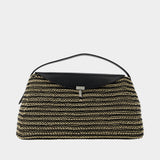 T-Lock Top Handle Purse - TOTEME - Leather - Black