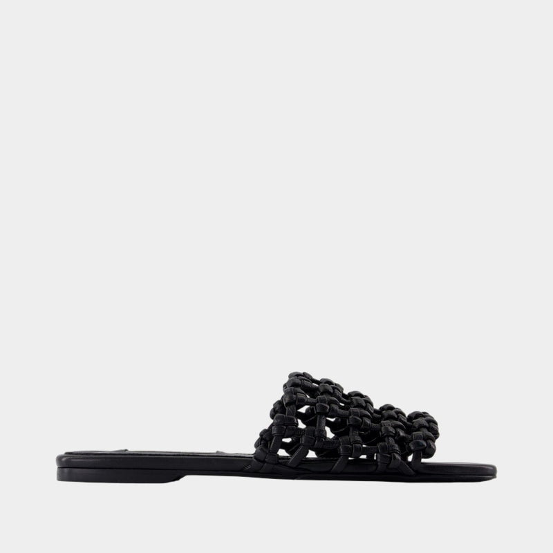 Braided Bandeau Sandals - TOTEME - Leather - Black
