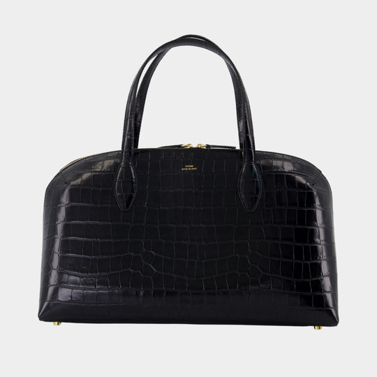 Medium Lounge Zip Shopper Bag - TOTEME - Leather - Black