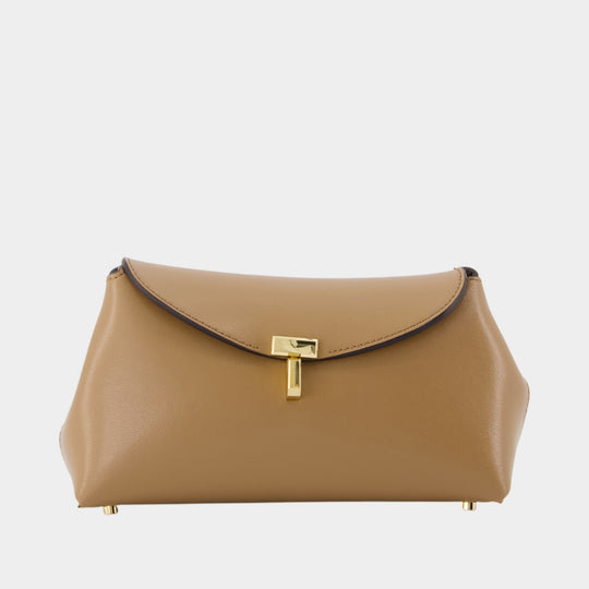 Mini T-Lock Clutch - TOTEME - Leather - Brown