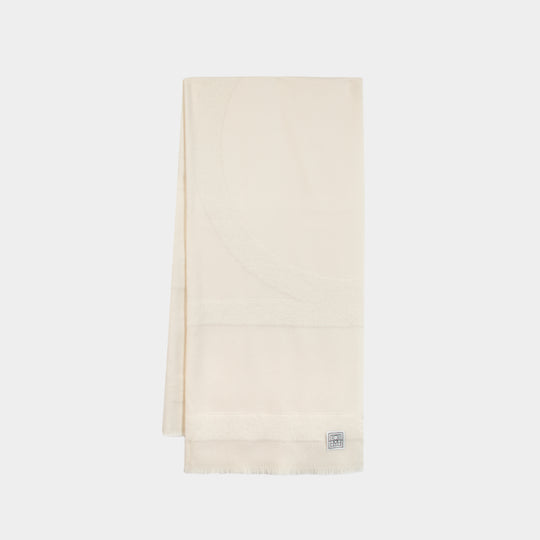 Monogram Twill Scarf - TOTEME - Wool - White