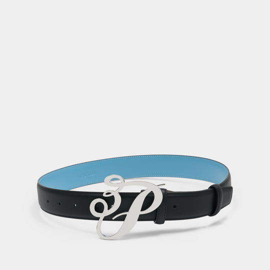 3p Cursive Logo Large Belt - 3.PARADIS - Leather - Black