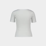 Compact Pointelle T-Shirt - Ganni - Cotton - White