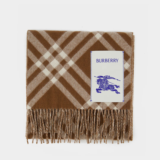 Mu 168x30 Tbar Bias Check Scarf - Burberry - Cashmere - Brown