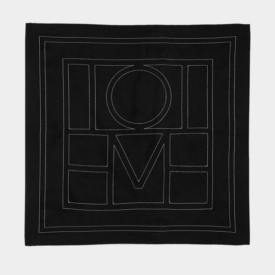 Embroidered Monogram Scarf - TOTEME - Silk - Black