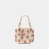 Floral Beaded Bag - SELF PORTRAIT - Raffia - Beige