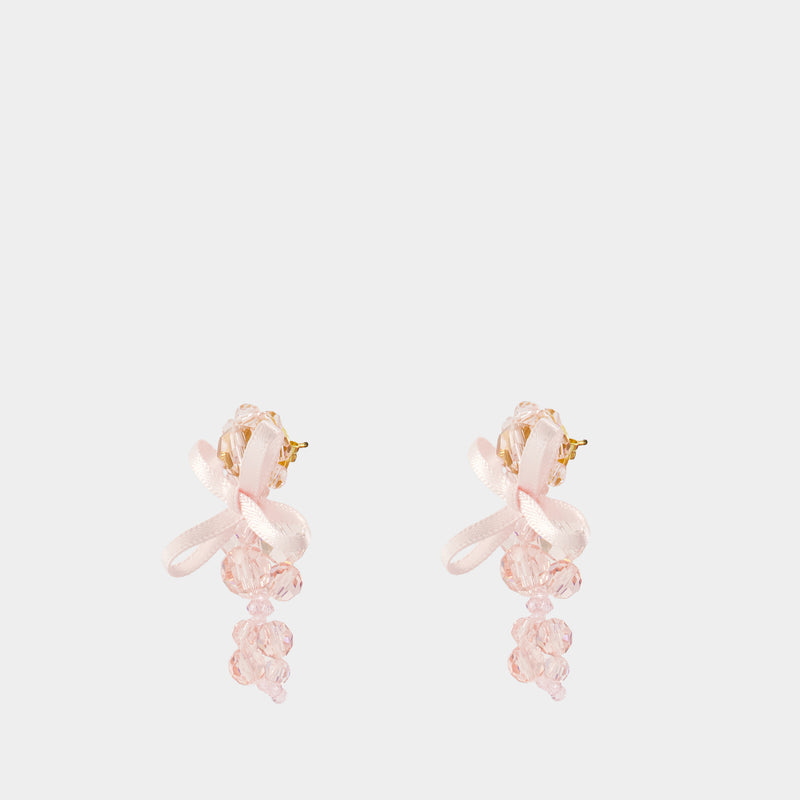 Petite Bow Earrings - Simone Rocha - Crystal - Pink