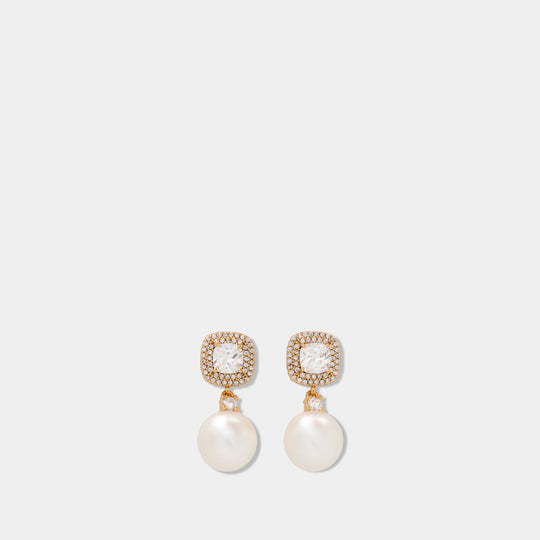 Crystal Pearl Earrings - SELF PORTRAIT - Metal - Gold