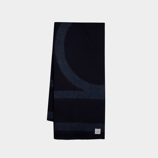 Monogram Twill Scarf - TOTEME - Wool - Blue