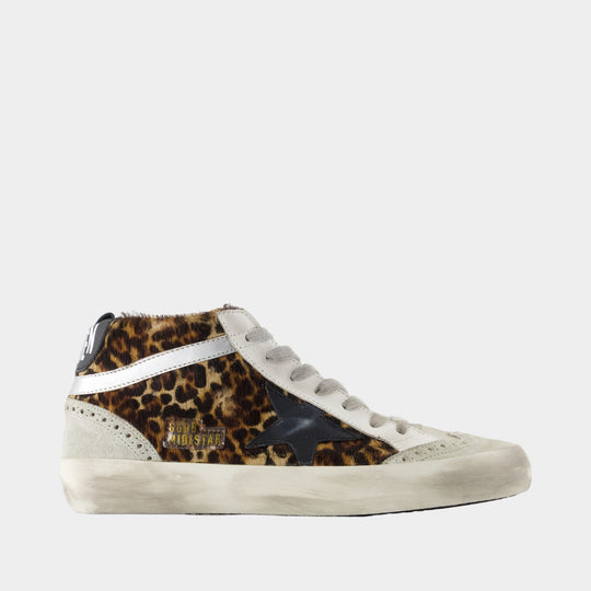 Mid Star Sneakers - Golden Goose Deluxe Brand - Leather - Beige