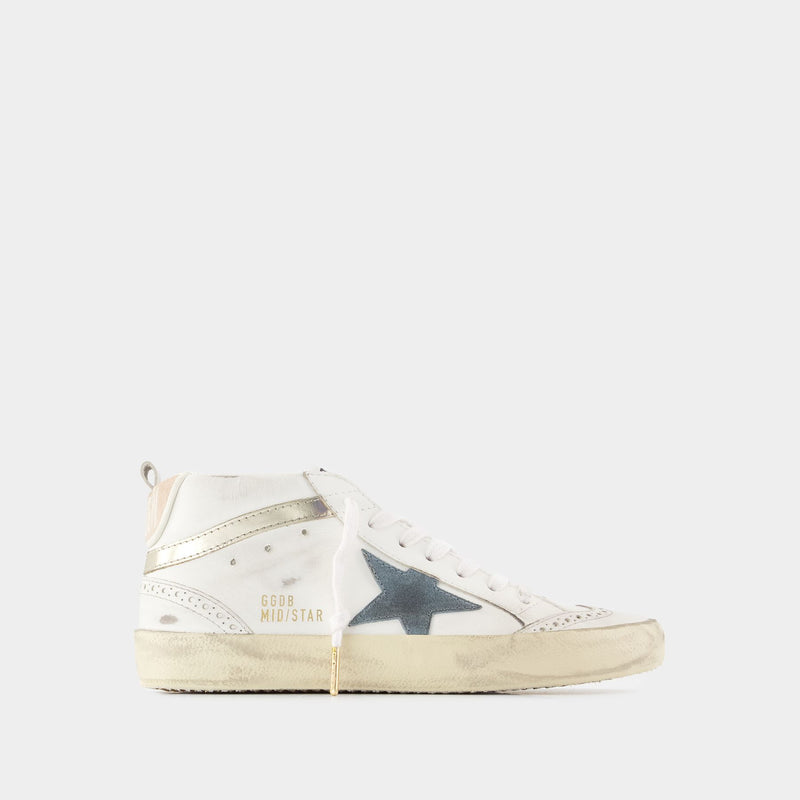 Mid Star Sneakers - Golden Goose Deluxe Brand - Leather - White