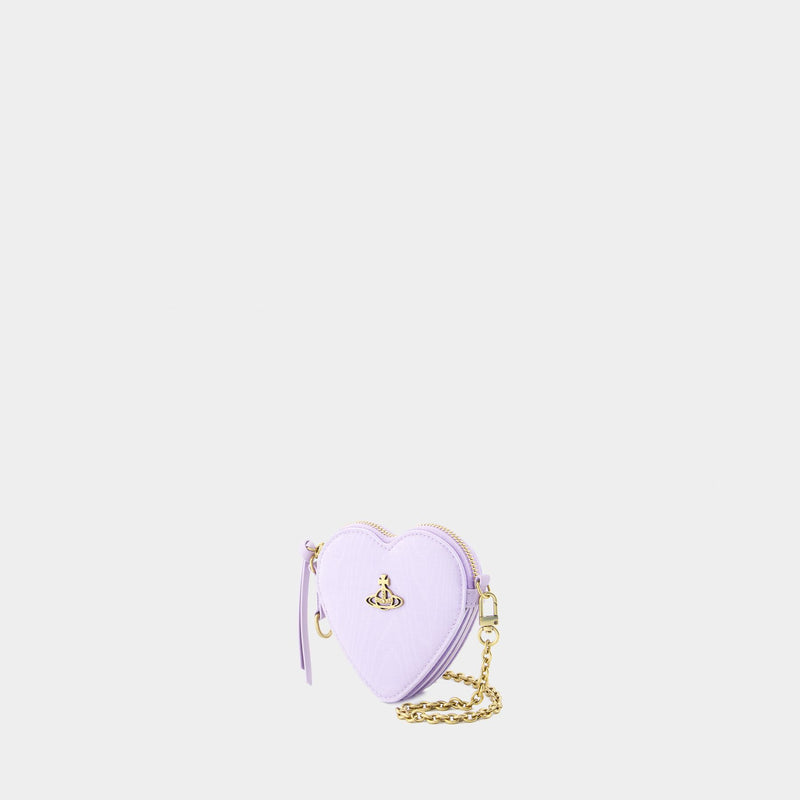 Moire Heart Wristlet Bag 紫色合成材质肩背包