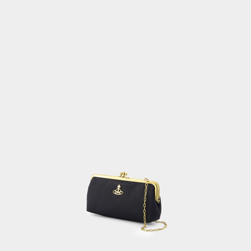 Moire Frame Bag 合成材质黑色手提包