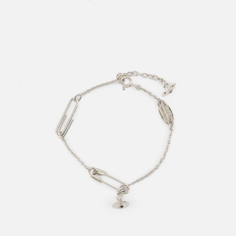 Safety Pin 灰色银质手链