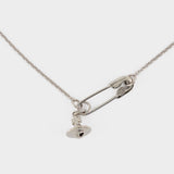 Safety Pin 灰色银质项链