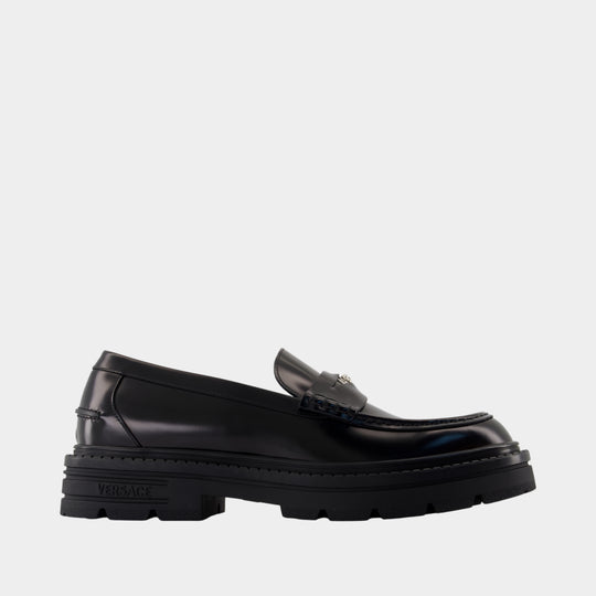 Loafers - Versace - Leather - Black