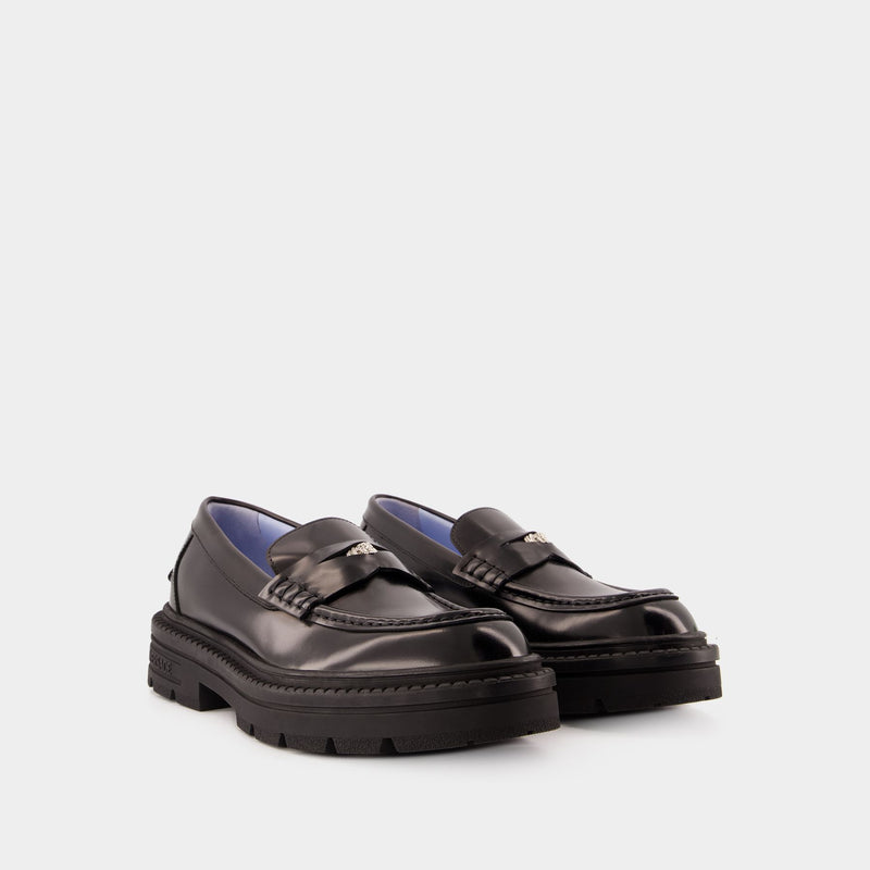 Adriano Flat Shoes - Versace - Leather - Black