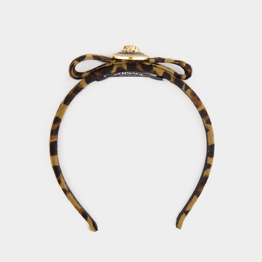 Plain Pony Ribbon Tassel棕色马毛美杜莎徽标蝴蝶结发箍