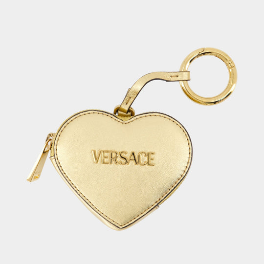 Coin Keychain - Versace - Leather - Gold