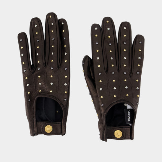 Gloves - Versace - Leather - Black