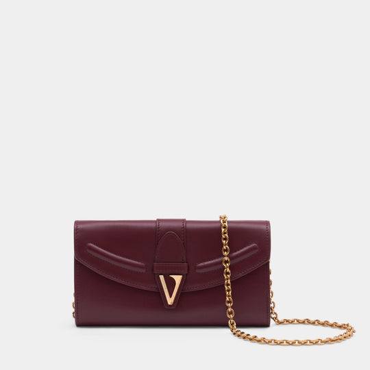 Wallet On Chain - Versace - Leather - Burgundy