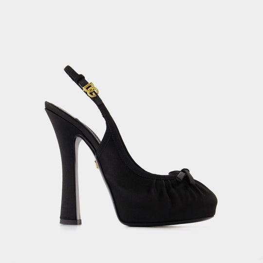 Slingback pumps - Dolce&Gabbana - Satin - Black