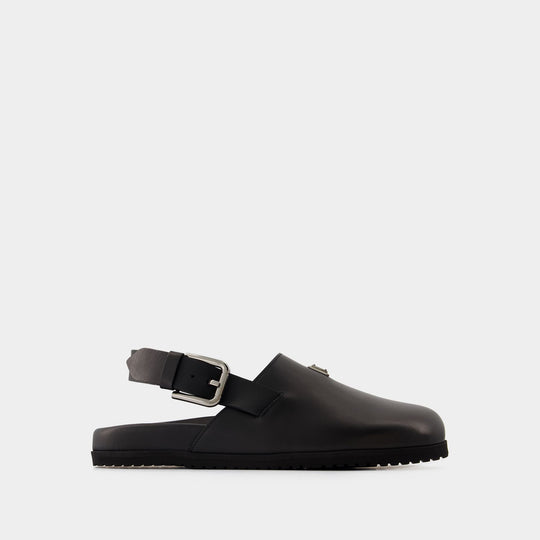 Dolce&Gabbana Logo-Plaque 黑色皮质凉鞋