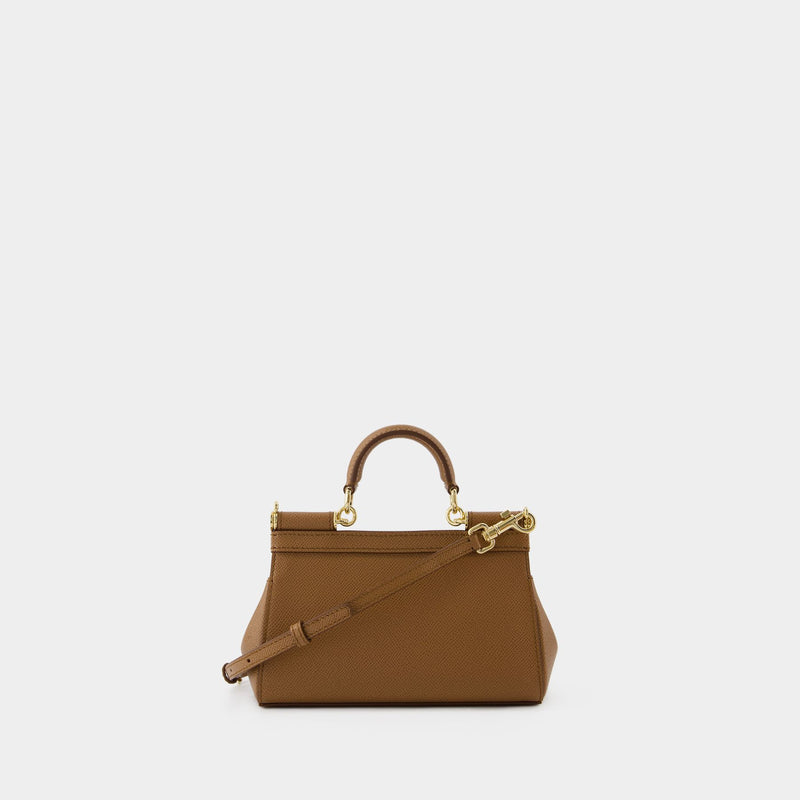 Dolce&Gabbana Sicily棕色皮质斜挎包