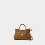 Dolce&Gabbana Sicily棕色皮质斜挎包