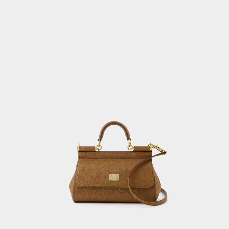 Dolce&Gabbana Sicily棕色皮质斜挎包