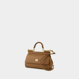 Dolce&Gabbana Sicily棕色皮质斜挎包
