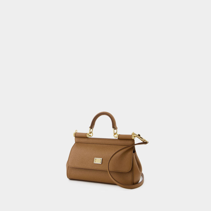 Dolce&Gabbana Sicily棕色皮质斜挎包
