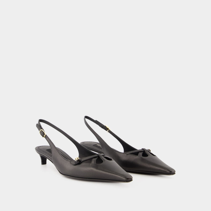 Dolce&Gabbana Slingbacks  黑色皮质平底鞋