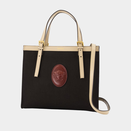 Medium Shopper Bag - Versace - Leather - Black