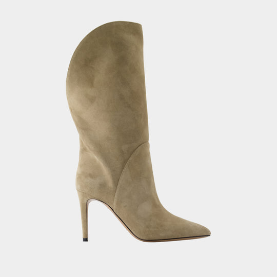 Gaia Midcalf 85 Boots - Paris Texas - Leather - Beige