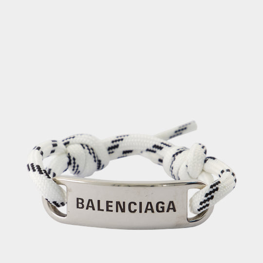 Plate Bracelet - Balenciaga - Metal - Silver/White