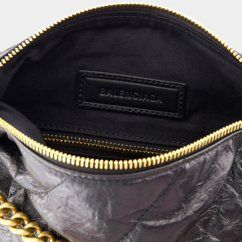 Crush Small Shoulder Bag - Balenciaga - Leather - Black