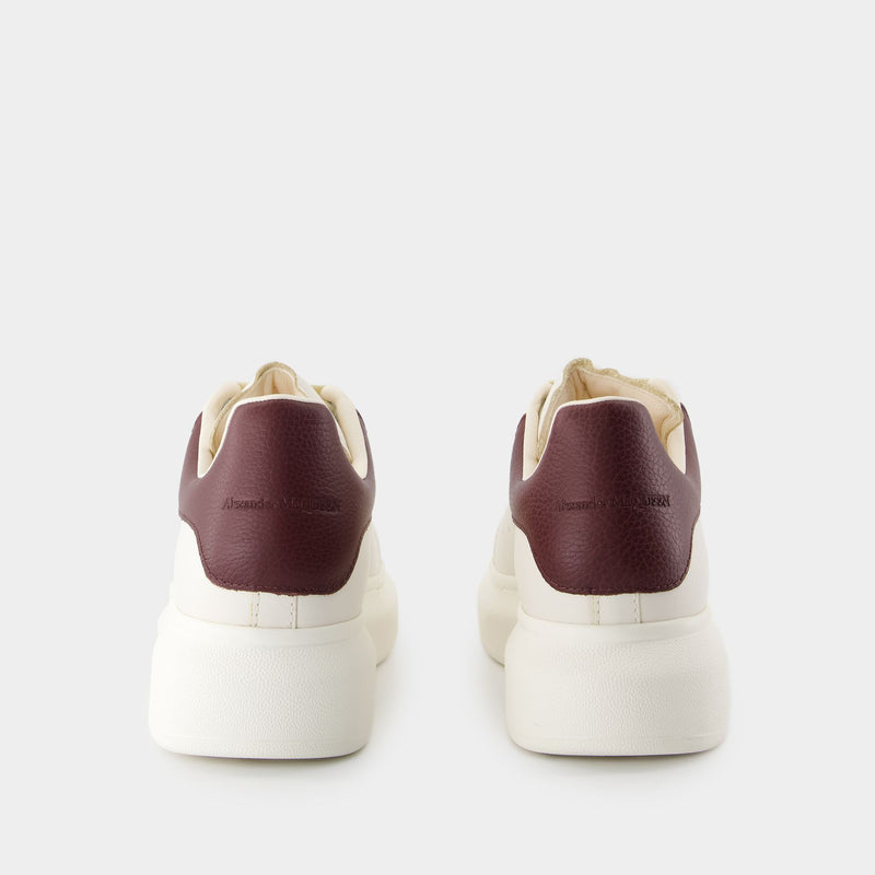 Oversize Sneakers - Alexander McQueen - Leather - White/Burgundy