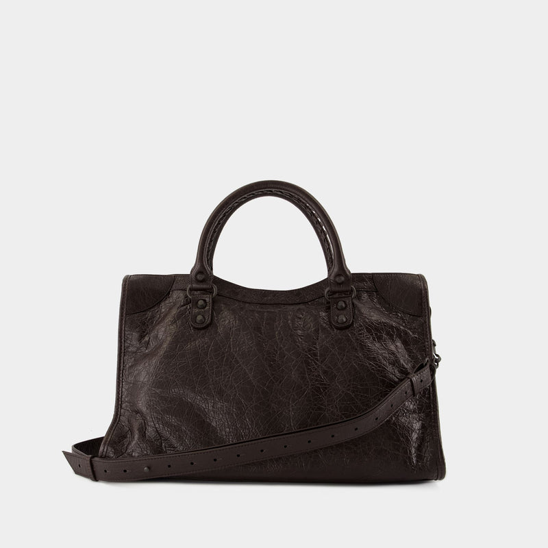 Le City Medium 棕色皮制中号手拿包单肩包